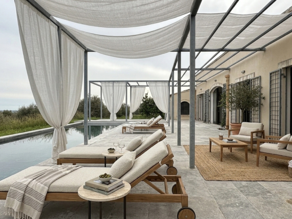 villa stile siciliano con piscina, giardino e vista mare